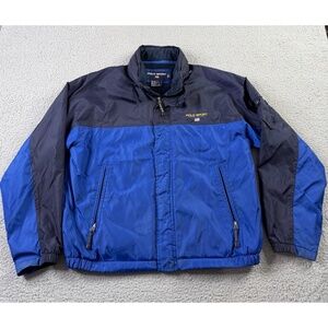 Polo Sport Ralph Lauren Mens L Navy Royal Blue Windbreaker Full Zip 90s